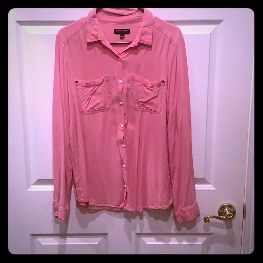 Pink “about a girl” button down